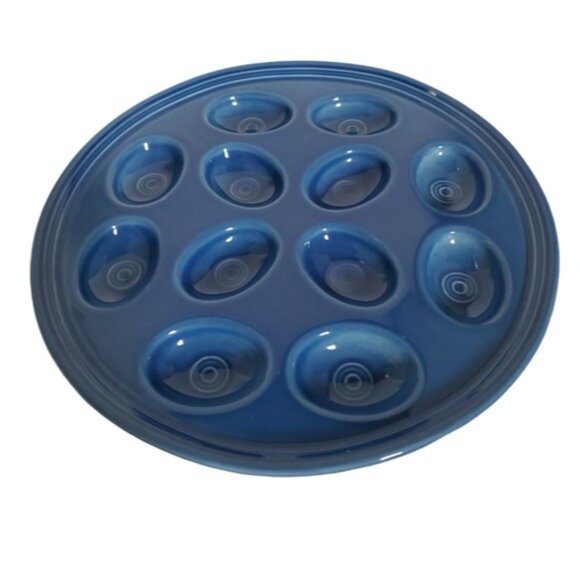 Fiestaware Fiesta CERAMIC Deviled Egg Plater DISH Plate Tray Blue Lapis - Picture 2 of 15